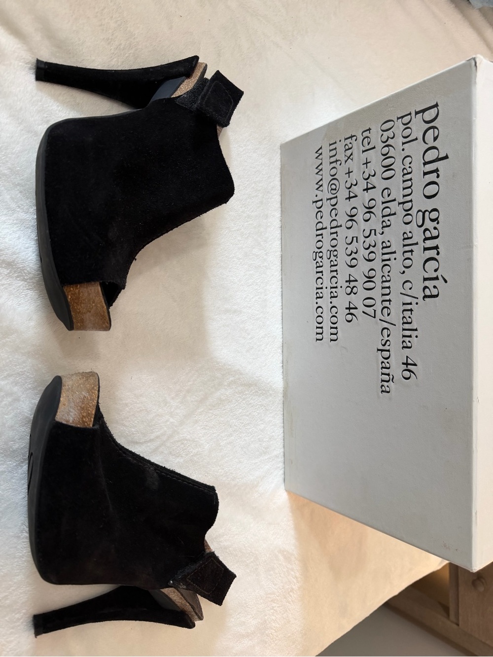 Pedro Garcia Black Suede Peep-Toe Mules - Picture 2 of 4